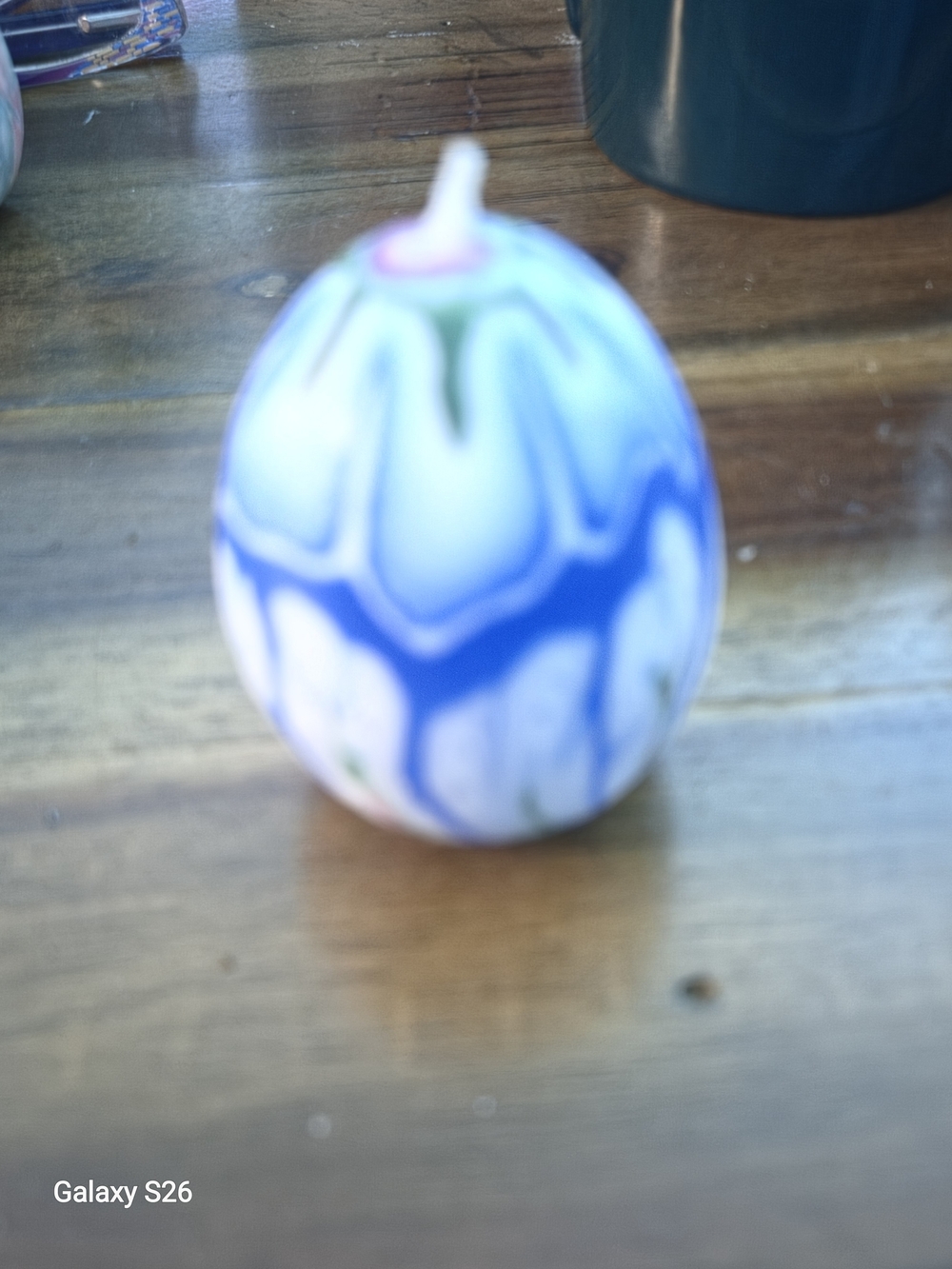 Handcrafted Blue and White Decorative Egg Candle